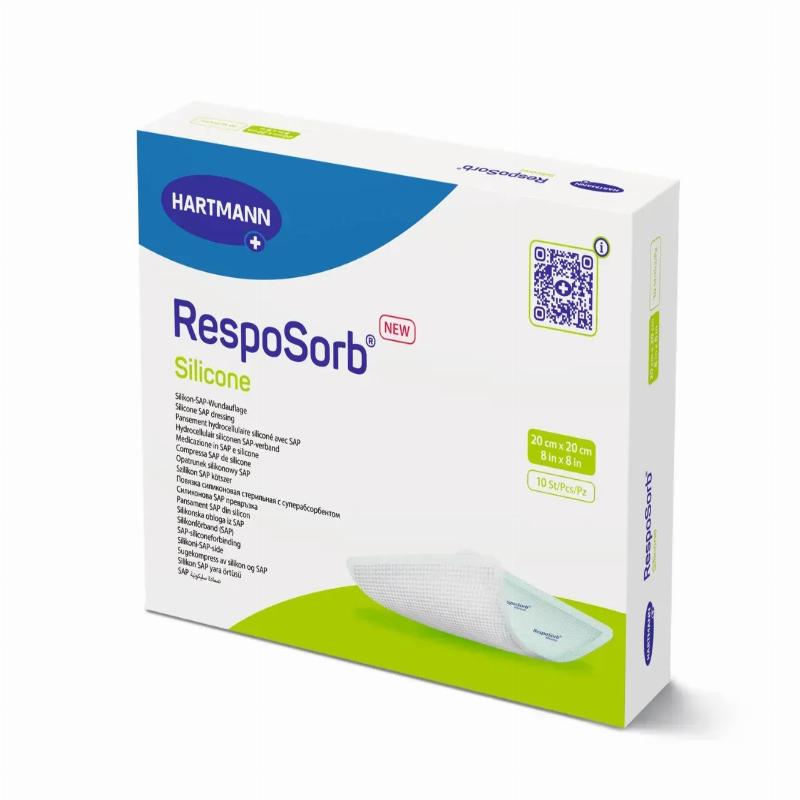 Силіконова пов'язка з суперабсорбуючим полімером RespoSorb® Silicone 20см х 20см 10шт